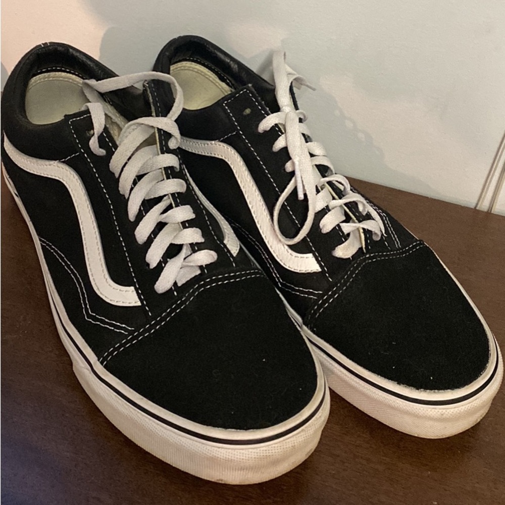 Vans Off The Wall Old Skool Sneakers mens 10 Black White Low Top Skater